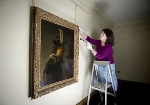 The picture is on display at the National Trust's Buckland Abbey in Devon, southwest England, and will be sent for further tests and cleaning later this year.