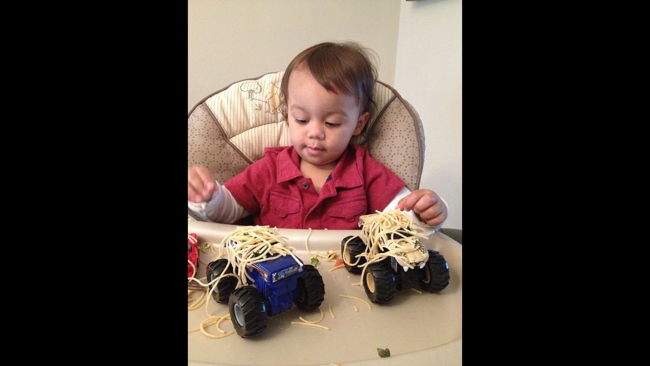 Emeka gets artistic again, this time with dinner. We'll call this one 'Pasta on trucks.'