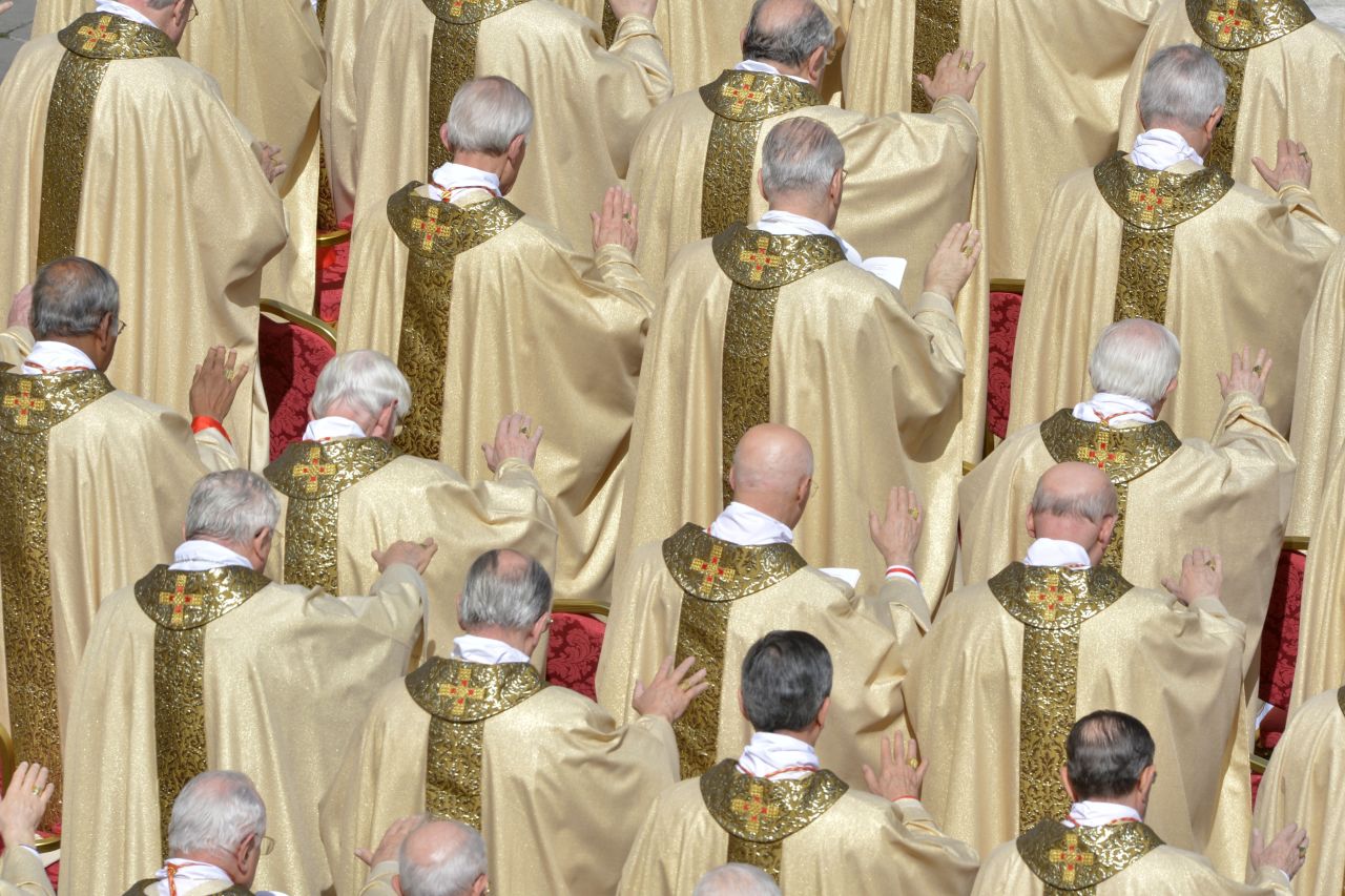 Cardinals attend the Mass.