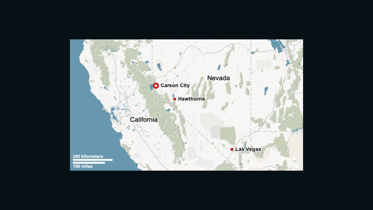 Hawthorne Nevada locator map