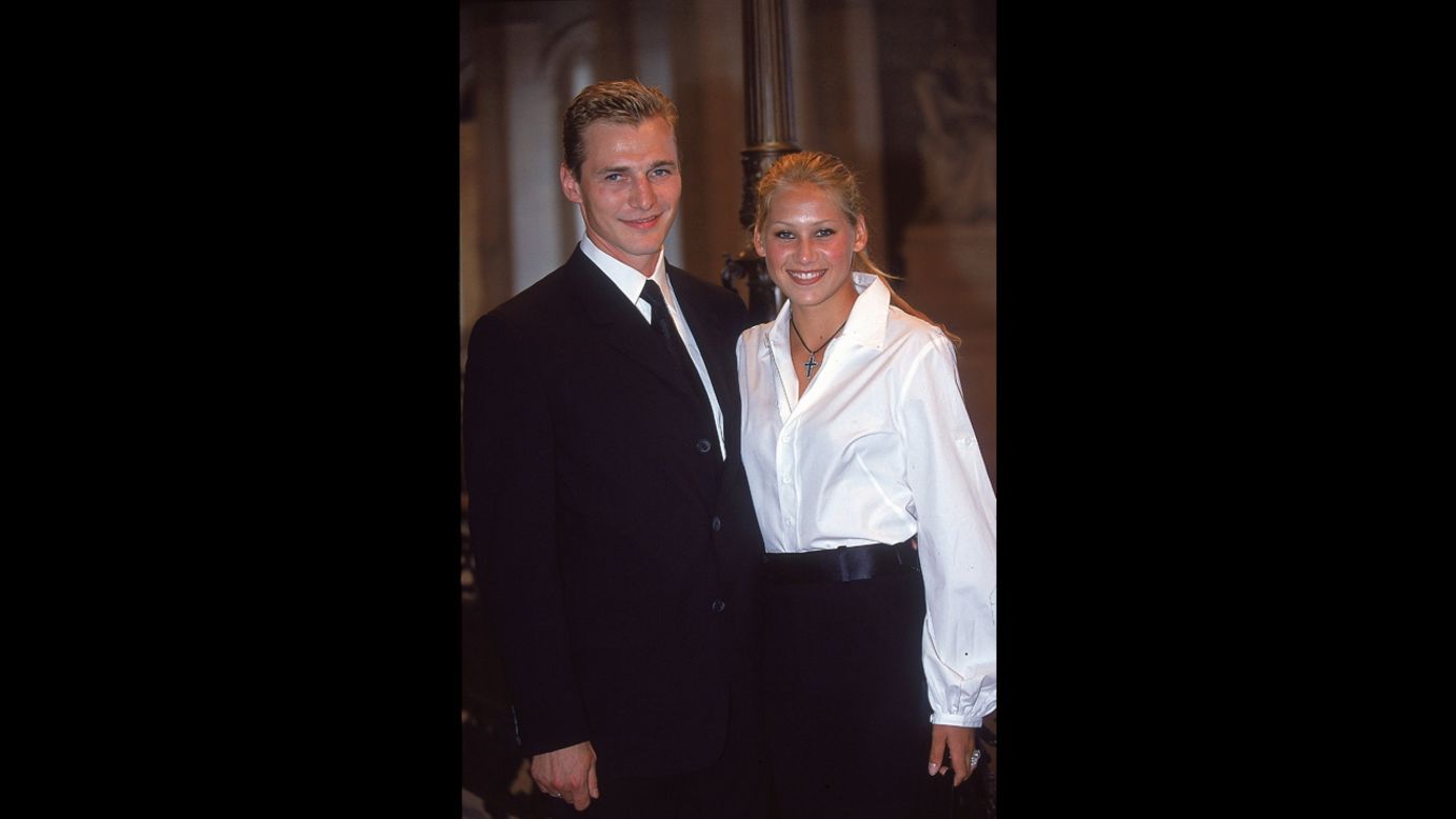 Professional hockey player Sergei Fedorov admitted in 2003 that he and tennis heartthrob Anna Kournikova had briefly been married after they had already divorced. It had been rumored since 2001, according to SI.com. Pictured, Fedorov and Kournikova pose for photos at a French Open event in Paris in October 2000.
