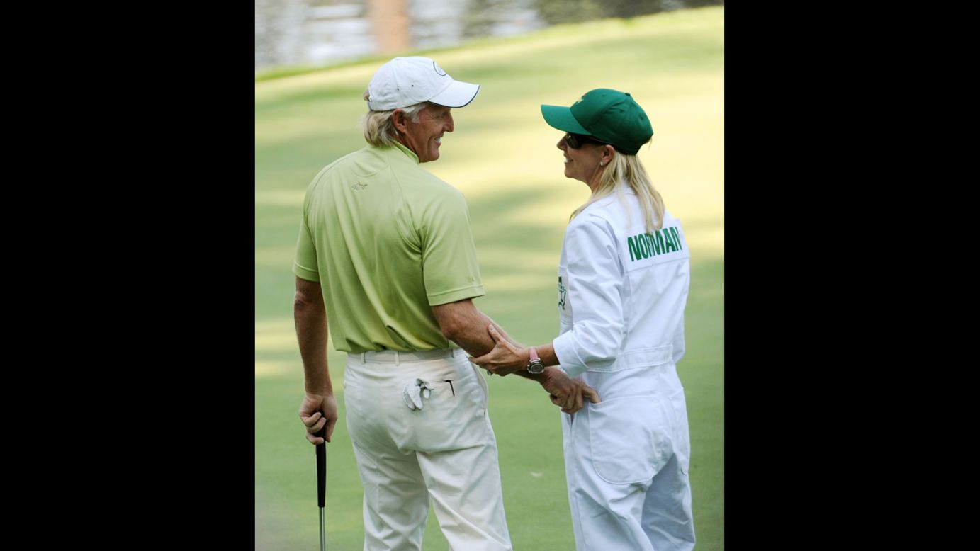Golfer Greg Norman and tennis pro Chris Evert finalized their divorce in 2010, according to People Magazine. They had been married for 15 months. Pictured, Norman and Evert wait on the ninth green during the Par 3 Contest prior to the 2009 Masters Tournament at Augusta National Golf Club on April 8, 2009, in Augusta, Georgia.