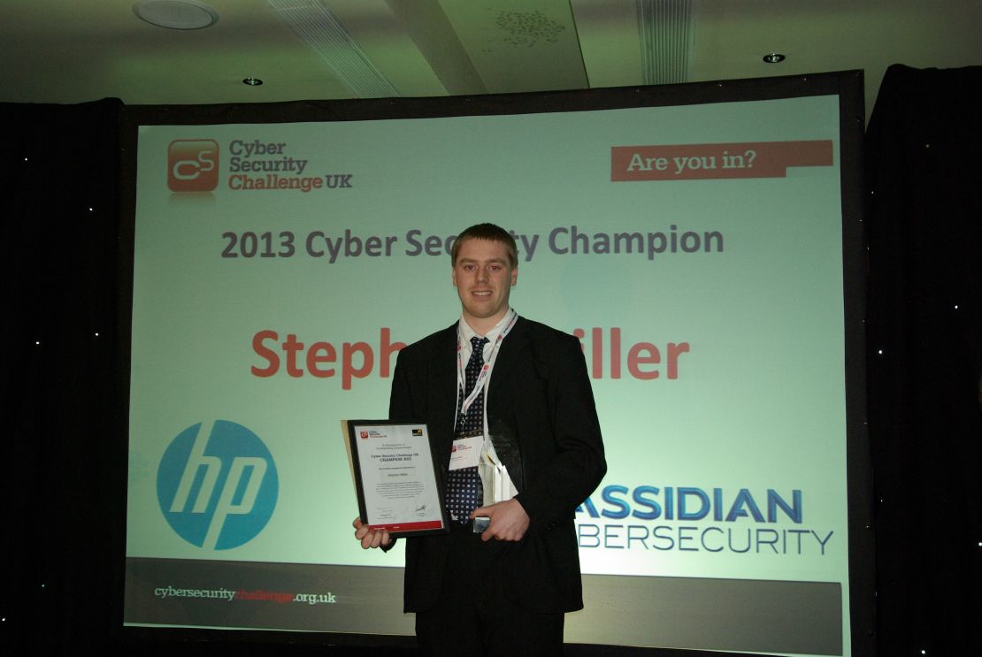 Stephen Miller winning the 2013 Cyber Security Challenge