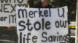 Cyprus protest banner