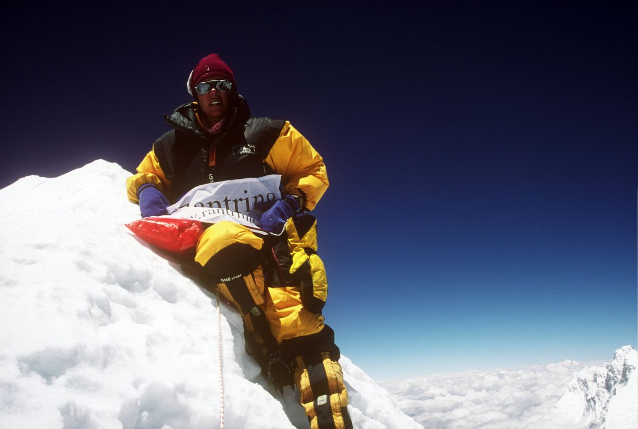 Pasaban, pictured here at the summit of Makalu in 2002, studied industrial engineering at university and initially joined the family engineering firm. <br /><br />"After climbing the Everest I realized this was my passion and that the path I wanted to follow was to do expeditions," she says. "My father made me face the dilemma of choosing between my engineering career and concentrating on professional climbing. At that moment, I heard my heart."
