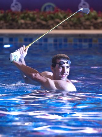 Michael Phelps, seen here at a promotional event in China in 2010, has been learning to play golf since his retirement from swimming.  