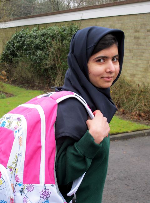 Malala Yousafzai returns to school for the first time at Edgbaston High School for Girls in Birmingham, England, on March 19, 2012. The 15-year-old said she had "achieved her dream."