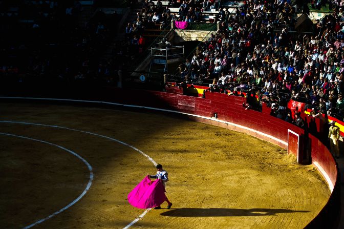 A bullfighter performs during a festival fight on March 18.