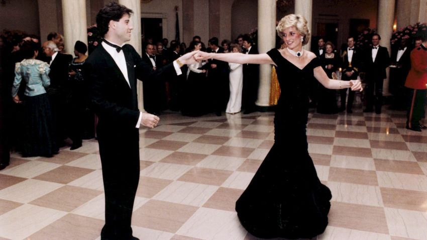 Britain's Princess Diana dances with actor John Travolta during a White House dinner party on November 9, 1985. The event was hosted by President Ronald Reagan and First Lady Nancy Reagan.
