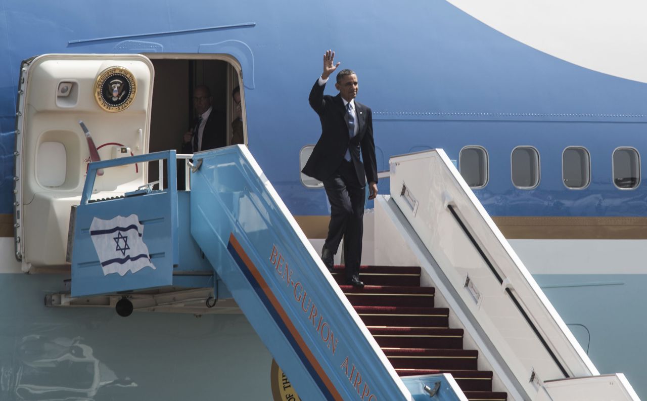 Obama arrives at Ben Gurion Airport near Tel Aviv, Israel, on March 20.