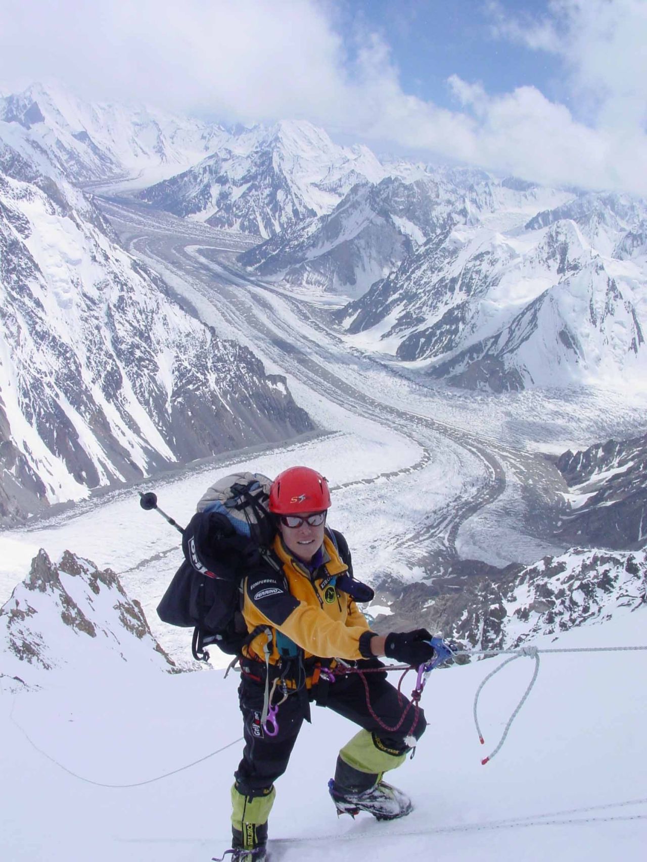 As a child, Pasaban enjoyed trekking with her parents in the Basque Country. At the age of 14, she joined a mountaineering club and took up climbing, initially in the Pyrenees and the Alps, before progressing to the Himalayas. <br /><br />Here, Pasaban is pictured in the midst of climbing K2, the world's second highest mountain at 8,611m, on the border of Pakistan and China, in 2004.