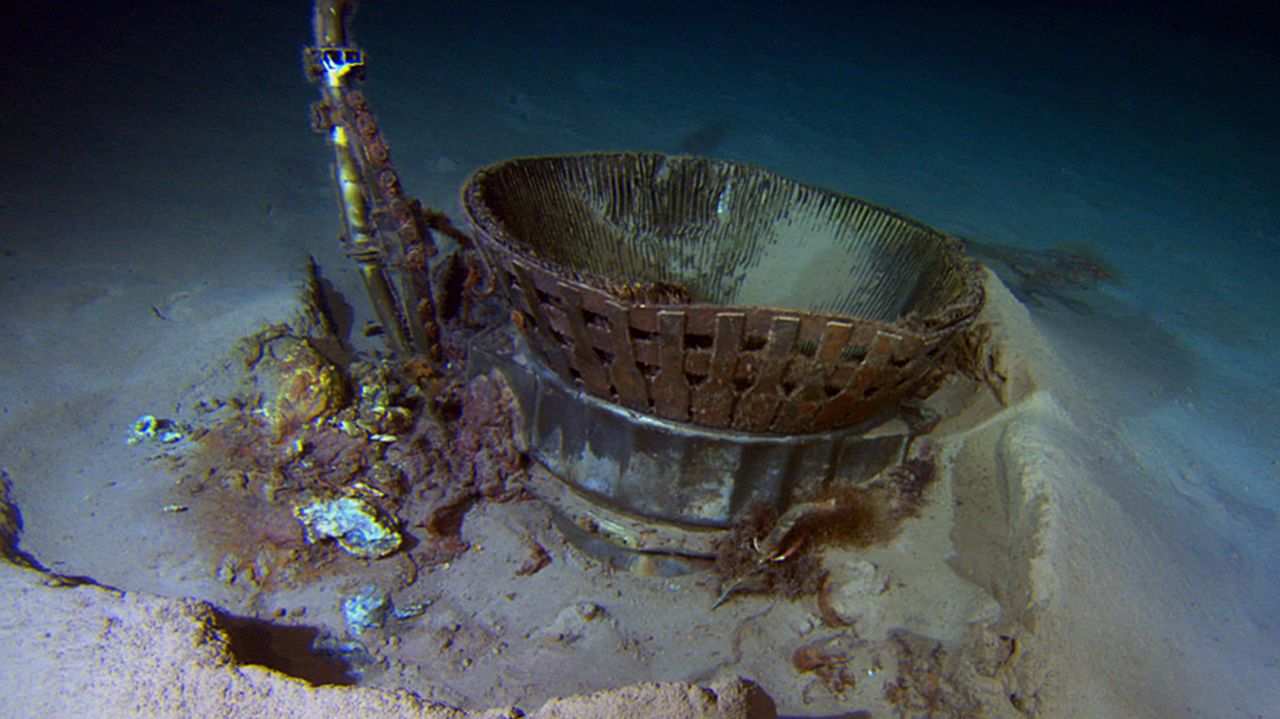 This is a thrust chamber. "Many of the original serial numbers are missing or partially missing, which is going to make mission identification difficult," Bezos said on his website.