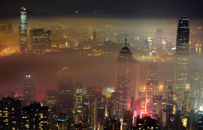 Light refracted off Hong Kong's heavy pollution also contributes to light pollution.