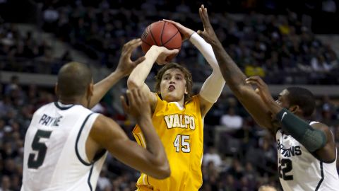 Ryan Broekhoff of Valparaiso attempts a shot in the March 21 game against Michigan State.