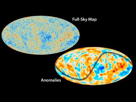 The Planck mission has created a map of the oldest light in our universe, called the cosmic microwave background. The results fit well with what we know about the universe and its basic traits, but some unexplained features are observed. One anomaly is that the variations in temperature are not uniform throughout the sky, as shown here.