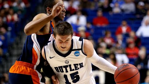 Butler's Rotnei Clarke takes the ball down court during the game against Bucknell on March 21.