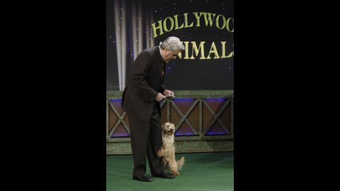 Leno hosts the Hollywood Animals segment on February 28, 2007.
