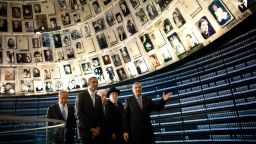 President Barack Obama visits the Hall of Names at the Yad Vashem Holocaust memorial with Israeli Prime Minister Benjamin Netanyahu, left, Israeli President Shimon Peres, center, Rabbi Yisrael Meir Lau and Avner Shalev, the museum's director, on Friday, March 22, in Jerusalem.  As part of his Mideast tour, Obama wrapped up his first trip to Israel as president and arrived in Jordan, another key ally, on Friday.
