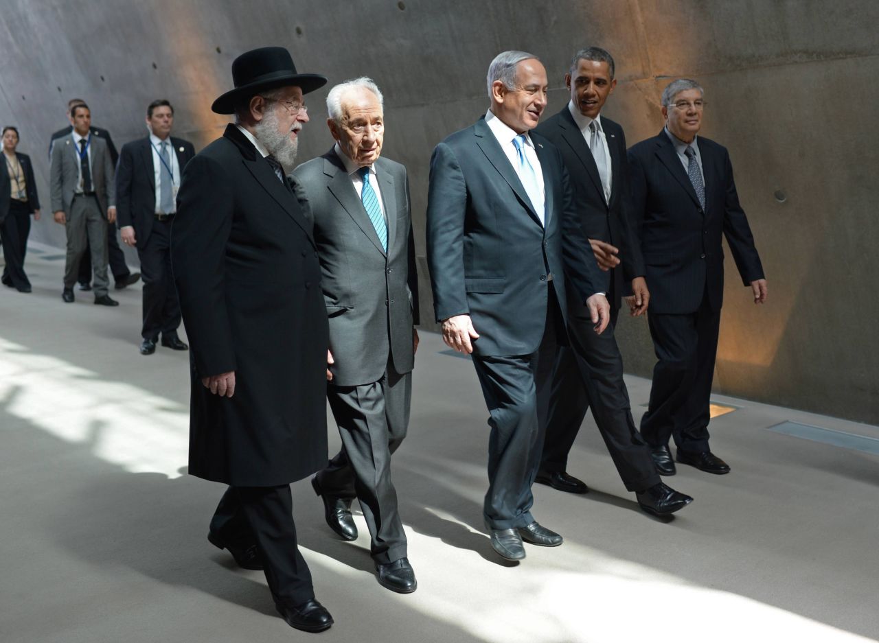 Obama tours Yad Vashem with Israeli leaders on March 22. The stop was part of an effort to help bolster the U.S. president's standing with Israelis by showing his understanding of the history of the Jewish state. 