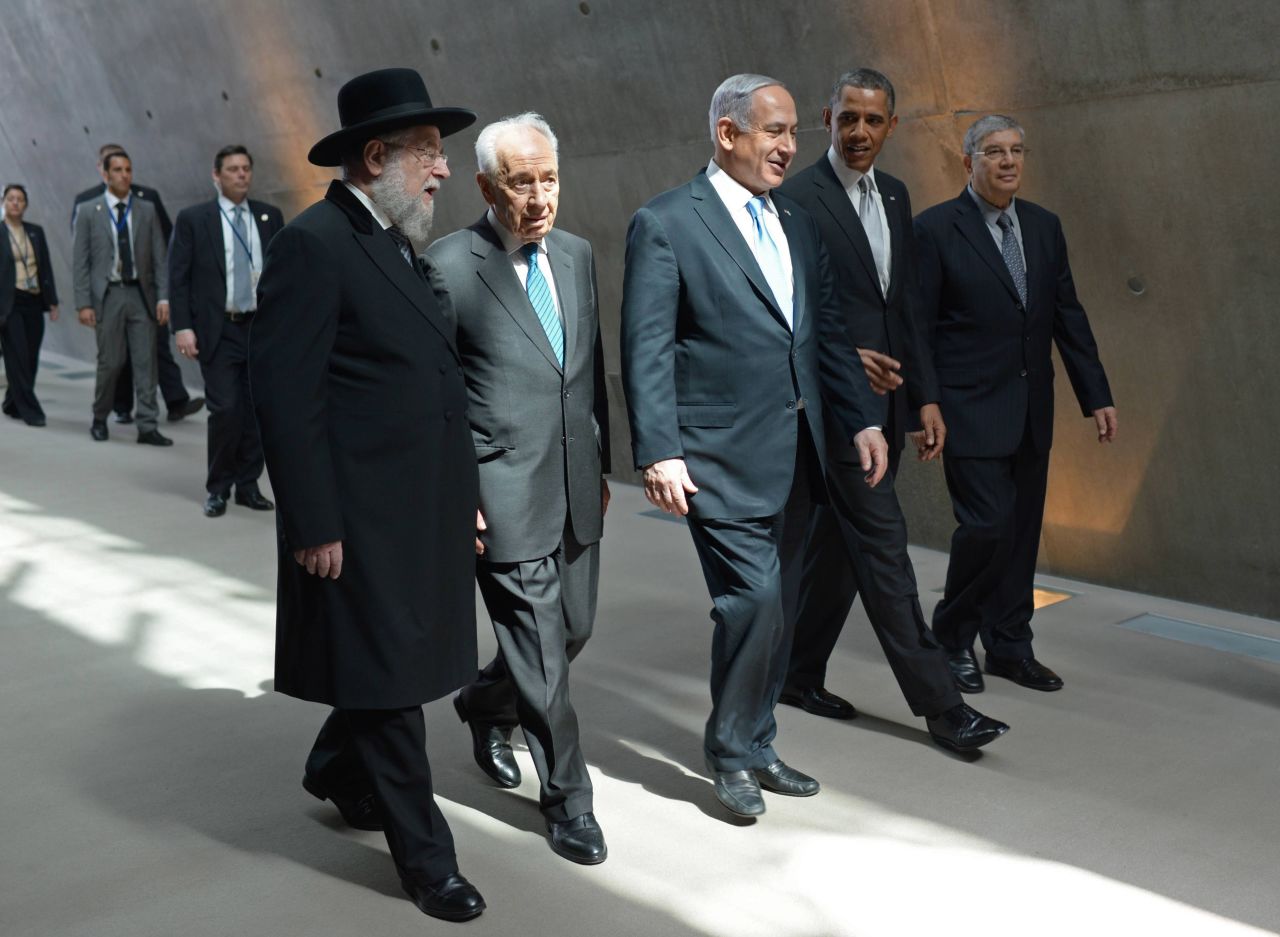 Obama tours Yad Vashem with Israeli leaders on March 22. The stop was part of an effort to help bolster the U.S. president's standing with Israelis by showing his understanding of the history of the Jewish state.