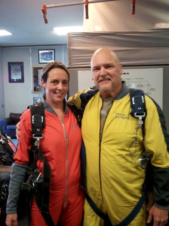 Frazer and her husband celebrated meeting their weight loss goals by going skydiving in Las Vegas last summer. They also attended a roller derby conference called <a href="http://www.rollercon.net/" target="_blank" target="_blank">Rollercon</a>. 