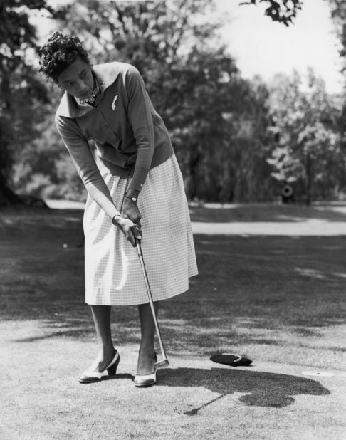 Pioneering tennis player Althea Gibson followed in the footsteps of boxer Joe Louis when she became the first black woman to play on the LPGA Tour in the U.S. in 1964. Louis was the first black man to play on the PGA Tour 12 years earlier. Gibson won 11 grand slam singles and doubles titles on the court, but her best finish as a golf pro was a tie for second at an LPGA event in Ohio in 1970.