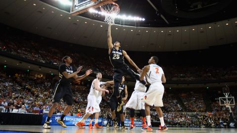 Spencer Dinwiddie of the Colorado Buffaloes goes for a layup on March 22 in Austin, Texas.