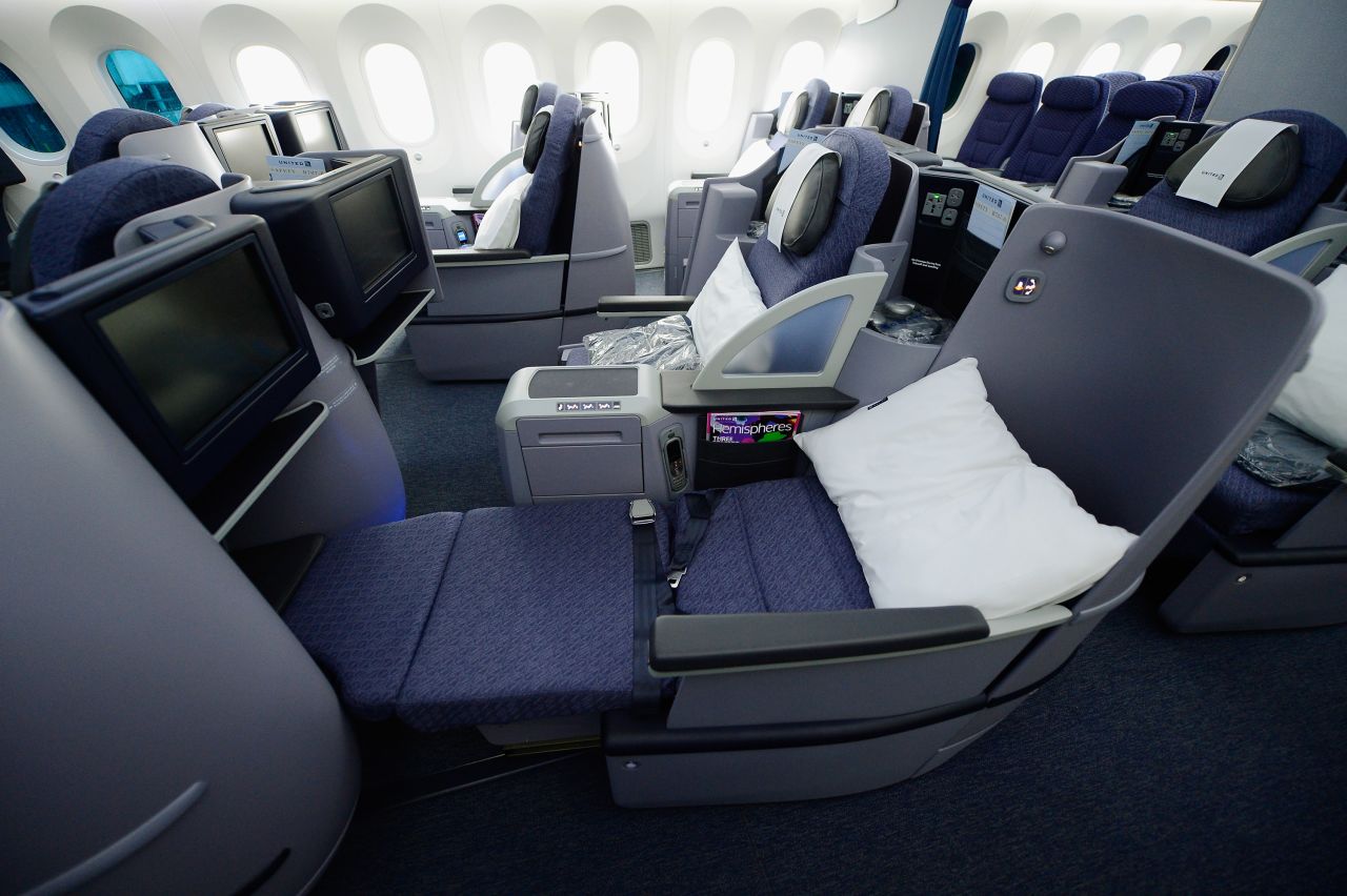 Sort of elite? Business First Class seats on the United Airlines Boeing 787 Dreamliner.