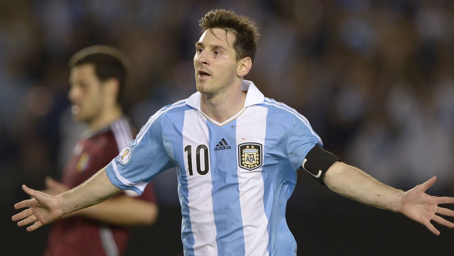 Lionel Messi was on target as Argentina defeated Venezuela 3-0 in Buenos Aires.