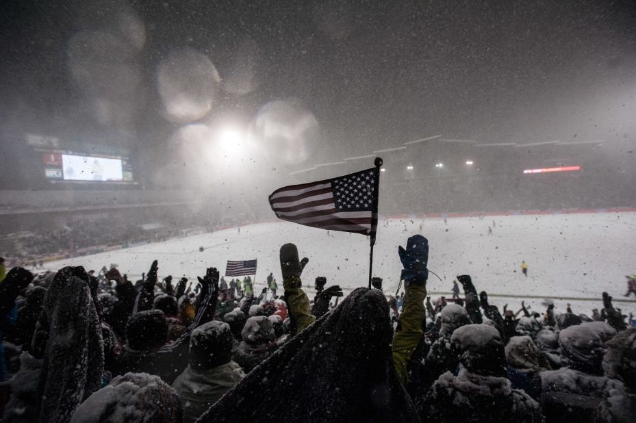 The U.S. flag flies high at Dick's Sporting Goods Park in Commerce City, Colorado on Friday, when Jurgen Klinsmann's team took on Costa Rica in a 2014 FIFA World Cup qualifier.