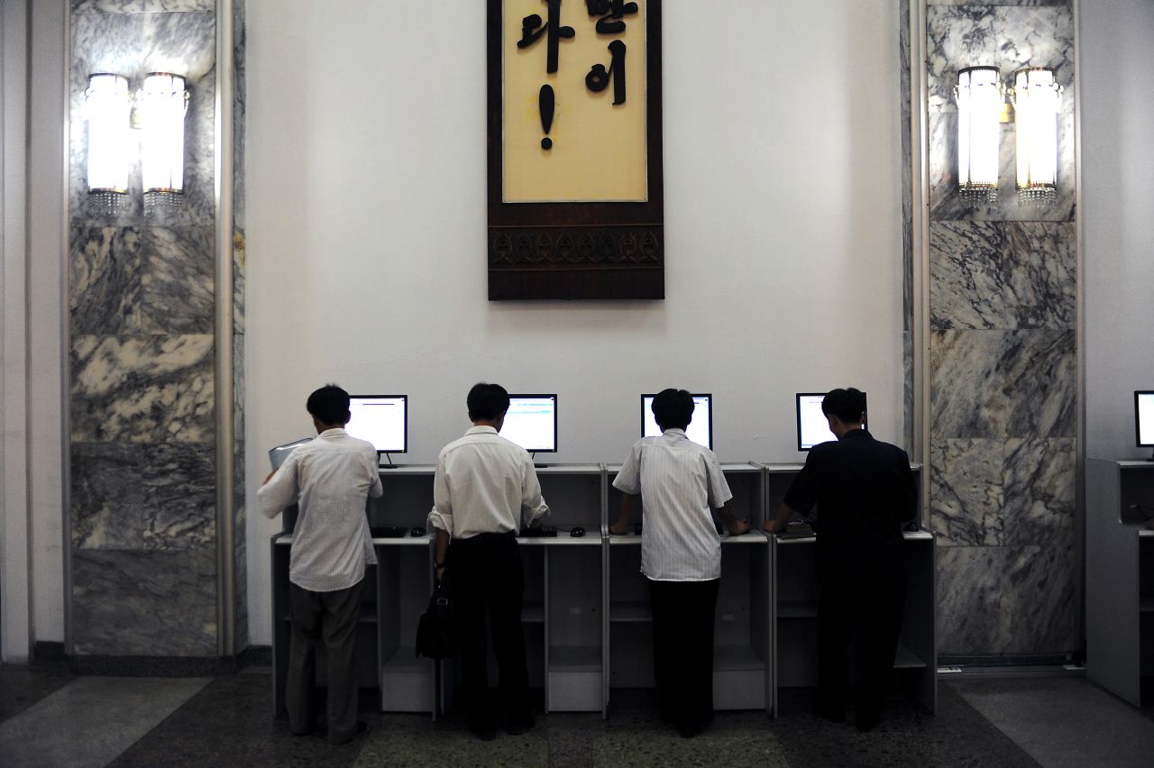 Intranet terminals are in heavy use inside Pyongyang's Grand People's Study Hall. The Study Hall allows citizens to take foreign language, computer skills and other courses.