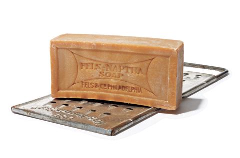 In 1893 the Fels soap company added naphtha, a kind of solvent, to their formula to create a much loved product that thrives to this day. Use it to pretreat oily (or otherwise tough) stains, like chocolate, makeup, baby formula, and ring around the collar. "Wet the bar, rub on, let sit for a few minutes, and wash as usual," says Steve Boorstein, the author of "The Clothing Doctor's 99 Secrets to Cleaning and Clothing Care." 