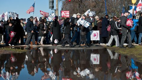Opponents of same-sex marriage participate in Tuesday's March for Marriage.