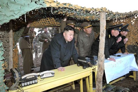 In this KCNA photo, Kim inspects naval drills at an undisclosed location on North Korea's east coast in March 2013.