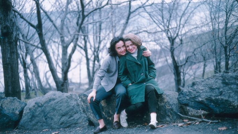In this photo taken in the 1960s, Thea Spyer, left, poses with Edith Windsor at The Cloisters, in Washington Heights, New York City.