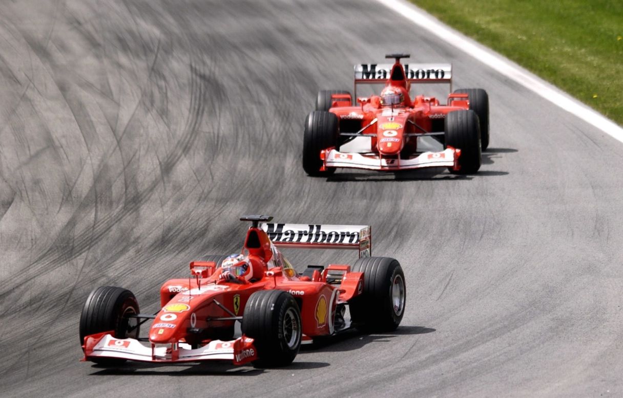 Barrichello led the 2002 Austrian Grand Prix before ceding position to his Ferrari teammate Michael Schumacher. Team orders were banned the following season.