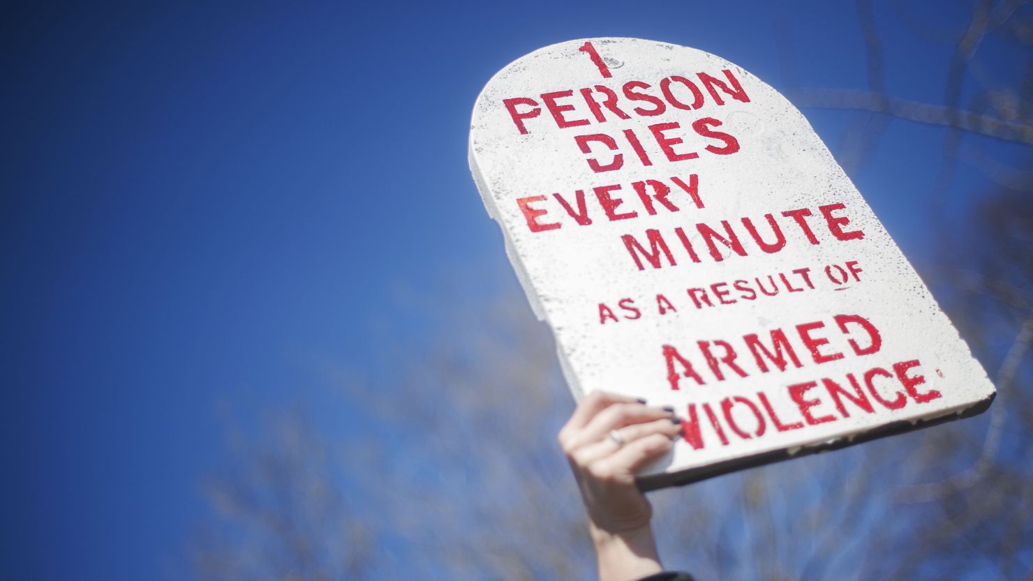 An Amnesty International demonstrator outside the White House urges strong support for the  Arms Trade Treaty  in 2013.