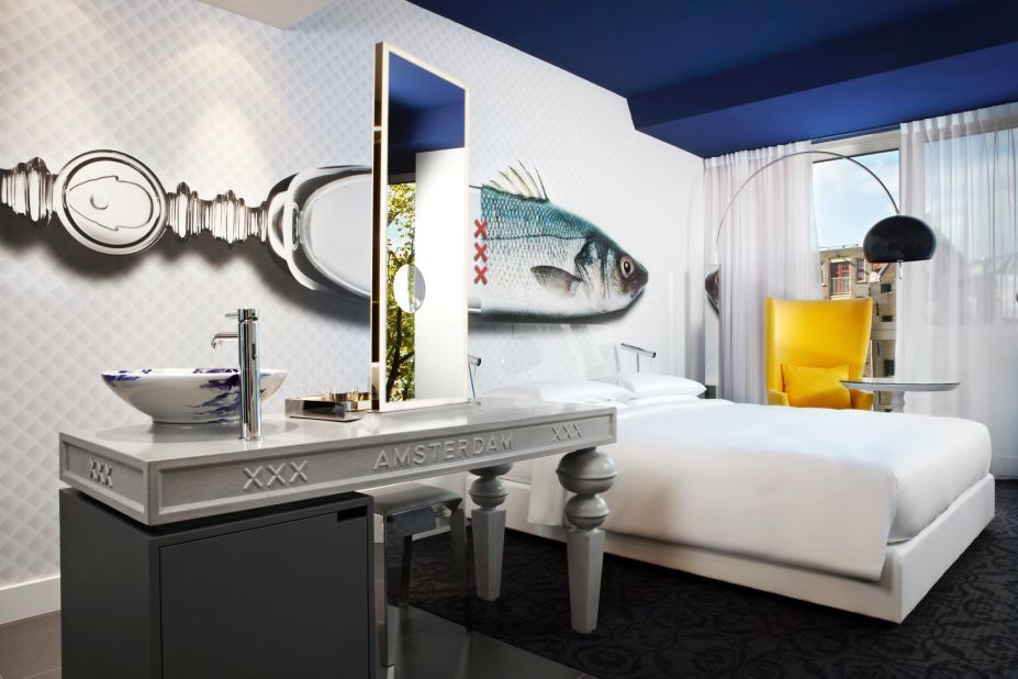 Enjoy the fish theme in this canal-view room at the Andaz Amsterdam Prinsengracht.