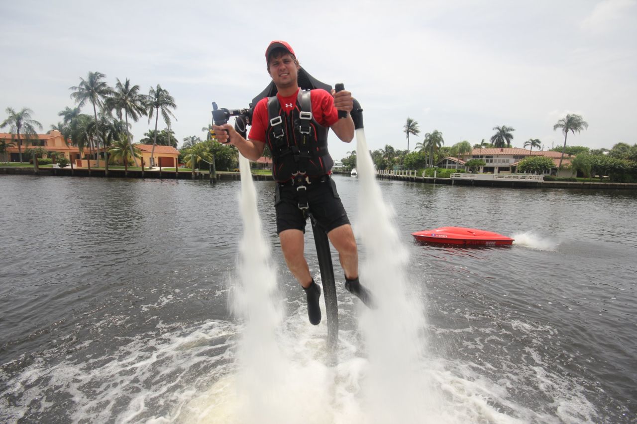 Launch yourself up to 30 feet in the air wearing a water-propelled jet pack.