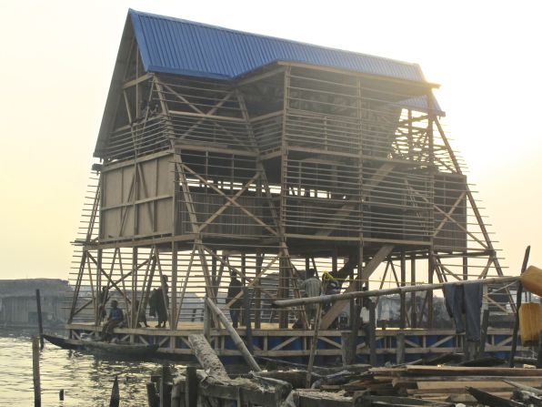 NGOs and other charities provided money to build the Makoko Floating School in Lagos, Nigeria. It has more than 300 students, all of whom travel to and from school via canoe.