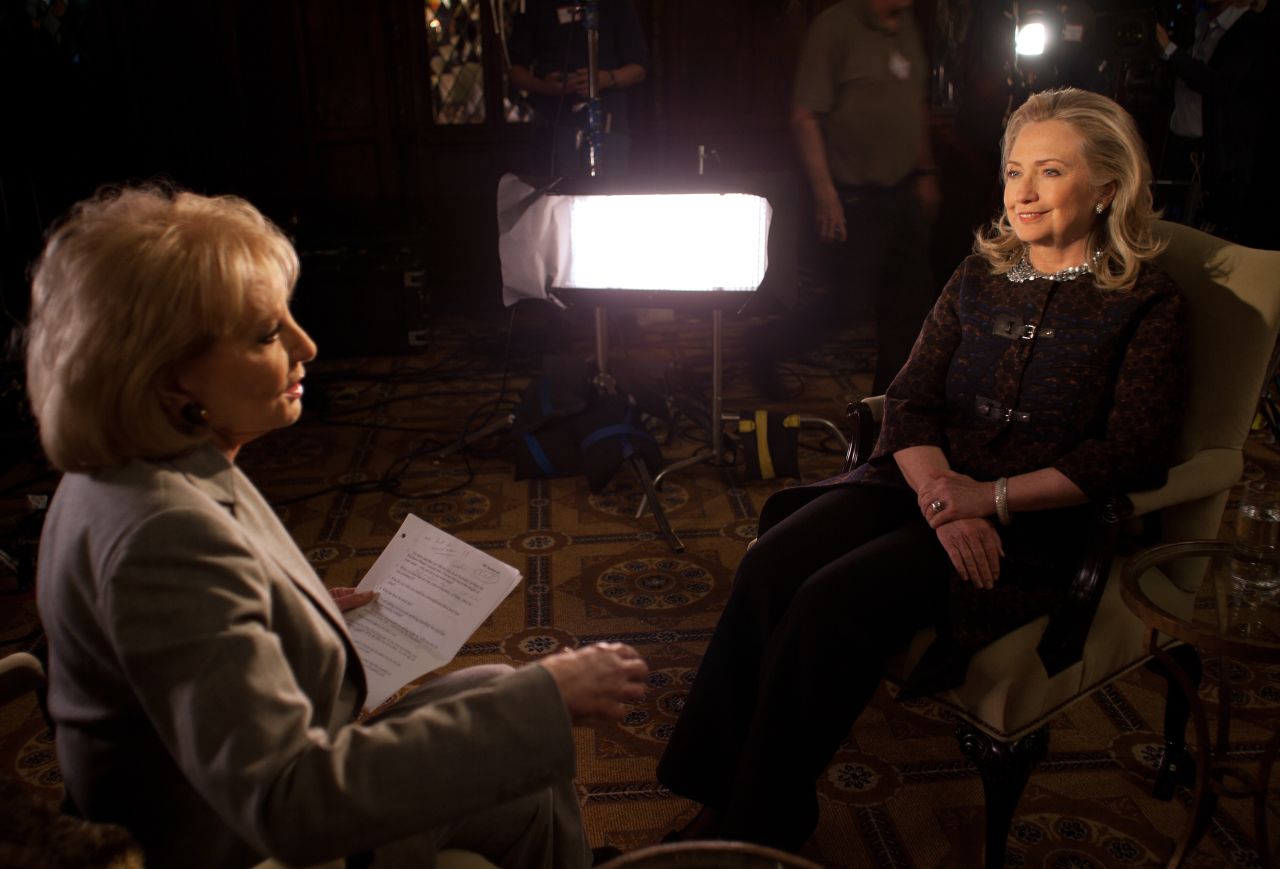 Walters' annual specials on the year's "most fascinating people" focused on big names in entertainment, sports, politics and popular culture. In 2012, she interviewed then-Secretary of State Hillary Clinton.