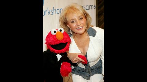 Walters and Elmo at the Third Annual Sesame Workshop Benefit Gala at Cipriani 42nd Street in New York in 2005. 