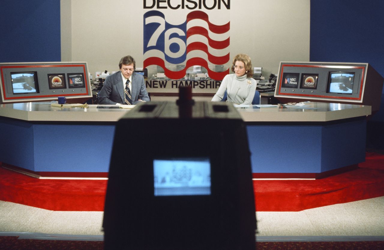 Walters and Jim Hartz cover New Hampshire's Democratic primary in 1976.