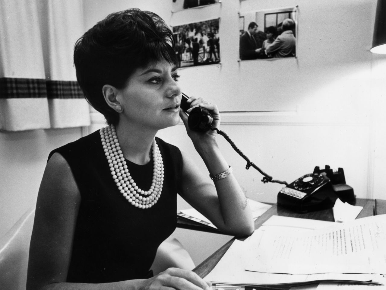 Walters takes a phone call at her desk in New York in 1962. In 1961, she started working as a reporter, writer and panel member on NBC's "Today" show.