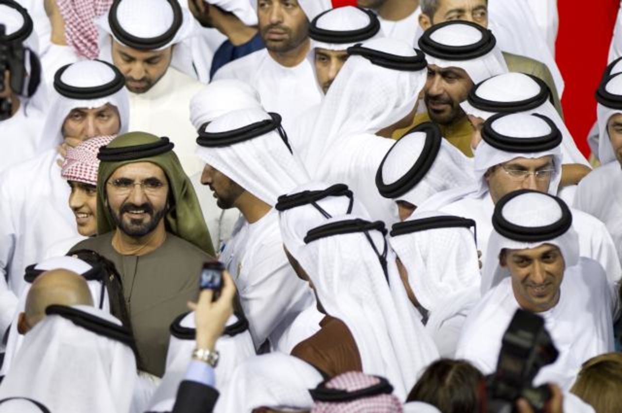 Dubai's ruler, Sheik Mohammed (pictured in green), is an influential figure in the thoroughbred breeding and racing world. The wealthy prime minister owns the country's prestigious Godolphin Stables, along with stud farms in Ireland, Britain, and the U.S. 