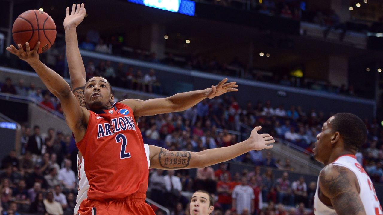 Mark Lyons of Arizona goes up for a shot on March 28.