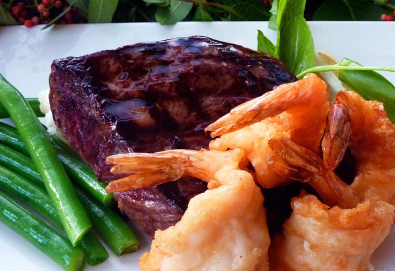 Surf and turf at Anthony's Restaurant in Seattle-Tacoma International.
