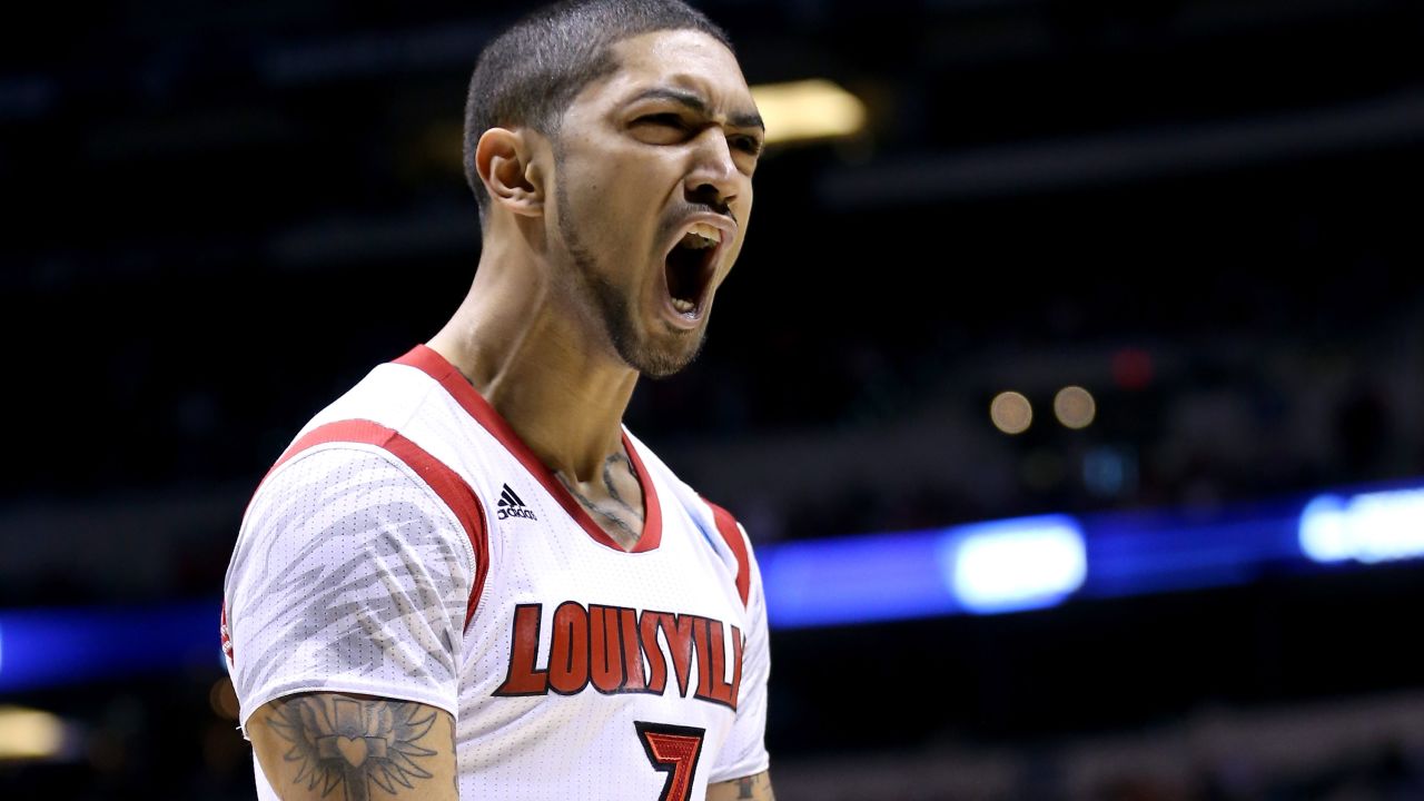 Peyton Siva of Louisville reacts after a play on March 29.