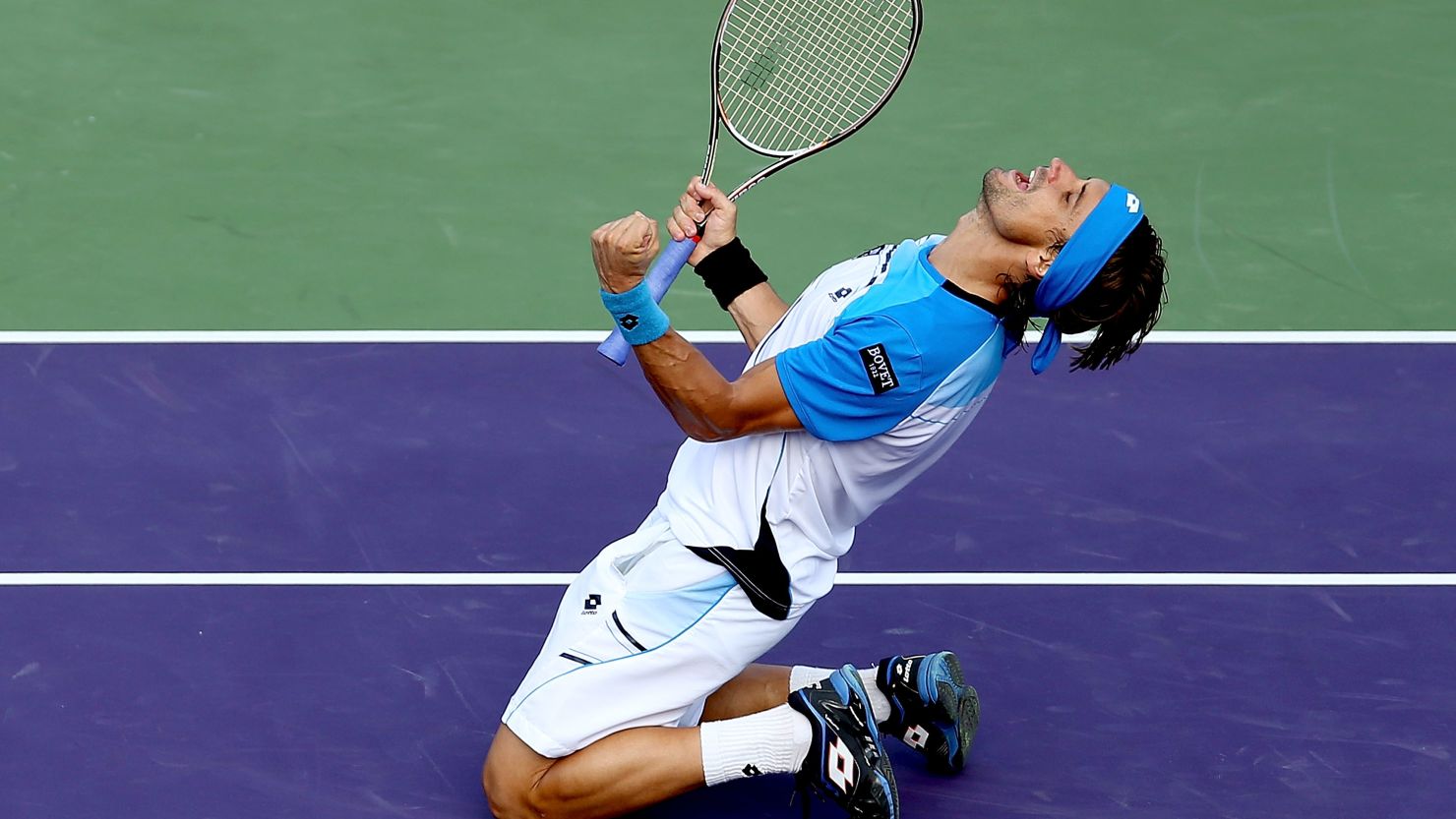 David Ferrer lets out his emotion after beating Tommy Haas to reach his first Miami Masters final. 