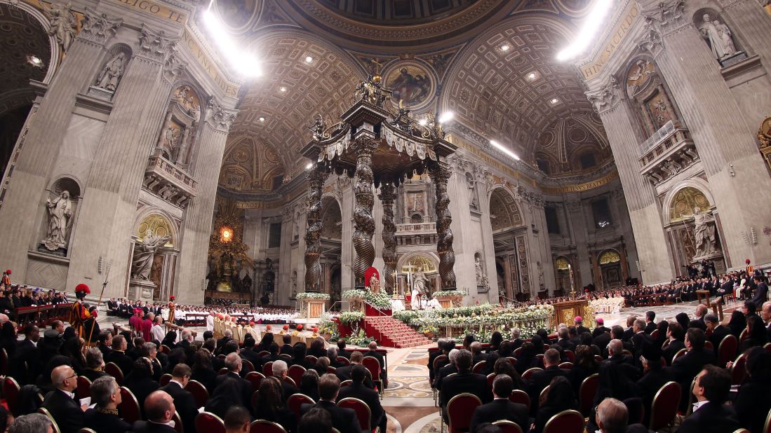 Pope Francis speaks during the Holy Saturday Easter vigil mass.